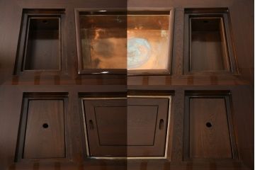 中古　鉄刀木(タガヤサン)　収納力も抜群!上質な和の空間におすすめの囲炉裏テーブルセット(火鉢、4人掛けダイニングテーブル)(R-054644)