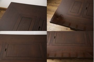 中古　鉄刀木(タガヤサン)　収納力も抜群!上質な和の空間におすすめの囲炉裏テーブルセット(火鉢、4人掛けダイニングテーブル)(R-054644)