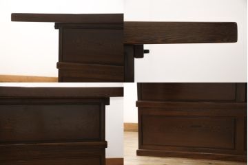 中古　鉄刀木(タガヤサン)　収納力も抜群!上質な和の空間におすすめの囲炉裏テーブルセット(火鉢、4人掛けダイニングテーブル)(R-054644)