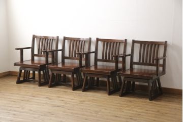 中古　鉄刀木(タガヤサン)　収納力も抜群!上質な和の空間におすすめの囲炉裏テーブルセット(火鉢、4人掛けダイニングテーブル)(R-054644)