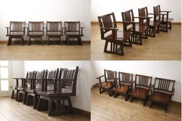 中古　鉄刀木(タガヤサン)　収納力も抜群!上質な和の空間におすすめの囲炉裏テーブルセット(火鉢、4人掛けダイニングテーブル)(R-054644)