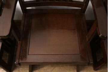 中古　鉄刀木(タガヤサン)　収納力も抜群!上質な和の空間におすすめの囲炉裏テーブルセット(火鉢、4人掛けダイニングテーブル)(R-054644)