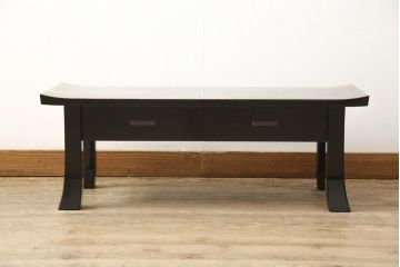 中古　超美品　最高級　輪島塗　宮内庁蒔絵司　木村華邸作　高蒔絵　金蒔絵が素晴らしい文机(サイドテーブル、ローテーブル)(R-054645)