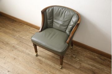中古　maruni(マルニ木工)　地中海ロイヤルシリーズ　シャルル　本革(レザー)　シックな色合いが魅力のキャスター付きパーティチェア(定価約25万円)(椅子、1人掛けソファ)(R-054646)