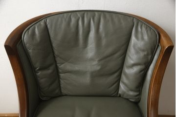 中古　maruni(マルニ木工)　地中海ロイヤルシリーズ　シャルル　本革(レザー)　シックな色合いが魅力のキャスター付きパーティチェア(定価約25万円)(椅子、1人掛けソファ)(R-054646)