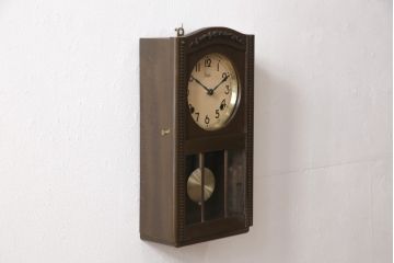和製アンティーク　レトロなデザインが魅力的な掛け時計(柱時計、古時計)(R-054677)