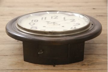 和製アンティーク　電池式　レトロなデザインが魅力的な掛け時計(古時計)(R-054678)