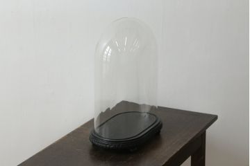 フランスアンティーク　中に入れるもので違った雰囲気を楽しめる!オーバル型ガラスドーム(グローブドマリエ、グローブ・ド・マリエ)(R-054681)