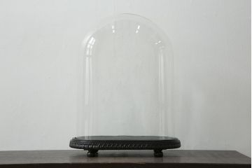フランスアンティーク　中に入れるもので違った雰囲気を楽しめる!オーバル型ガラスドーム(グローブドマリエ、グローブ・ド・マリエ)(R-054681)