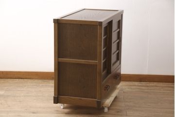 中古　タモ材　異なる木の色味を楽しめる三尺水屋箪笥サイドボード(キャビネット、食器棚、戸棚、収納棚)(R-054686)