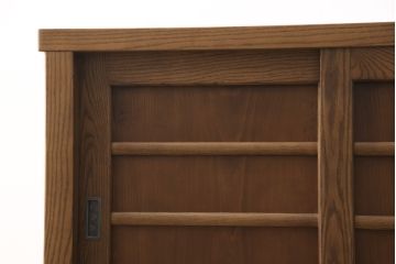 中古　タモ材　異なる木の色味を楽しめる三尺水屋箪笥サイドボード(キャビネット、食器棚、戸棚、収納棚)(R-054686)