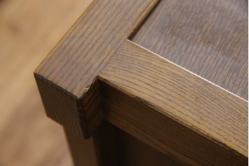 中古　タモ材　異なる木の色味を楽しめる三尺水屋箪笥サイドボード(キャビネット、食器棚、戸棚、収納棚)(R-054687)
