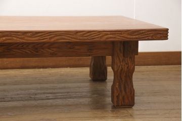 中古　美品　突き板　屋久杉　どっしりとした佇まいが印象的な座卓(ローテーブル、センターテーブル)(R-054692)