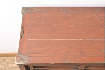和製アンティーク　赤みのある色合いが美しい松本帳場箪笥(和たんす、引き出し、収納棚、戸棚)(R-054720)