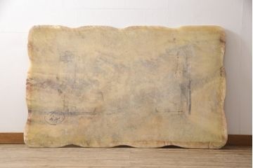 中古　イタリア高級家具　重厚な佇まいの大理石センターテーブル(ローテーブル)(定価約80万円)(R-054786)