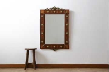 中古　スペイン高級家具　MUARVA S.L.　ヨーロッパの伝統的な意匠を感じられるウォールミラー(壁掛け鏡)(R-054819)