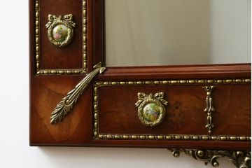 中古　スペイン高級家具　MUARVA S.L.　ヨーロッパの伝統的な意匠を感じられるウォールミラー(壁掛け鏡)(R-054819)
