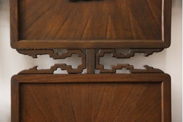ヴィンテージ家具　和製ビンテージ　高級品　象嵌や彫刻の凝ったつくりが魅力的は四連衝立て(パーテーション、仕切り、つい立て)(R-054822)
