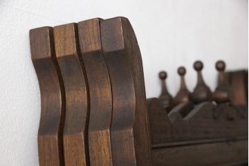 ヴィンテージ家具　和製ビンテージ　高級品　象嵌や彫刻の凝ったつくりが魅力的は四連衝立て(パーテーション、仕切り、つい立て)(R-054822)