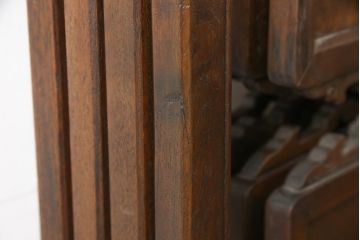 ヴィンテージ家具　和製ビンテージ　高級品　象嵌や彫刻の凝ったつくりが魅力的は四連衝立て(パーテーション、仕切り、つい立て)(R-054822)