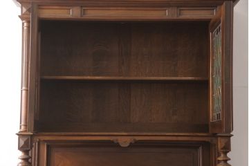 フランスアンティーク　マホガニー材　特大!存在感抜群のステンドグラスキャビネット(収納棚、戸棚、食器棚)(R-054824)