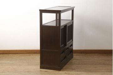 中古　美品　松本民芸家具　530型　和モダンな空間づくりに活躍する茶タンス(茶箪笥、飾り棚)(定価約37万円)(R-054825)