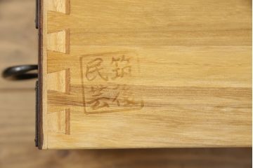 中古　美品　筑後民芸　和洋折衷なデザインが個性的で面白いガラスケース(キャビネット、ショーケース、飾り棚)(R-054842)