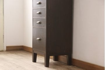 ラフジュ工房オリジナル　新規製作品　前板栗材・枠ヒノキ(檜)　小物整理にうってつけの縦型チェスト(引き出し7杯、ドロリー、サイドチェスト)(R-054852)
