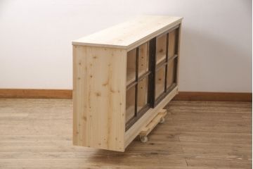 ラフジュ工房オリジナル　古建具リメイク　大正期　お好みにカスタマイズできるサイドボード(収納棚、サイドキャビネット、ローボード)(R-054869)