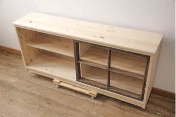 ラフジュ工房オリジナル　古建具リメイク　大正期　お好みにカスタマイズできるサイドボード(収納棚、サイドキャビネット、ローボード)(R-054869)