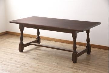 中古　美品　松本民芸家具　LT型食卓　洗練されたモダンな佇まいが魅力のダイニングテーブル(定価約54万円)(6人掛け、食卓)(R-054874)