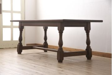中古　美品　松本民芸家具　LT型食卓　洗練されたモダンな佇まいが魅力のダイニングテーブル(定価約54万円)(6人掛け、食卓)(R-054874)