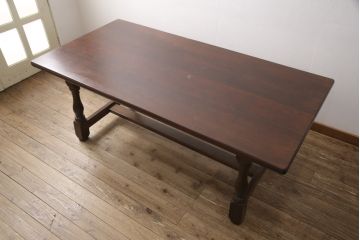 中古　美品　松本民芸家具　LT型食卓　洗練されたモダンな佇まいが魅力のダイニングテーブル(定価約54万円)(6人掛け、食卓)(R-054874)