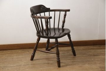 中古　美品　松本民芸家具　#91型　落ち着きのある大人カフェ風インテリアが叶うキャプテンチェア(アームチェア、板座チェア、椅子、ダイニングチェア)(R-054875)