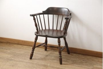 中古　美品　松本民芸家具　#91型　落ち着きのある大人カフェ風インテリアが叶うキャプテンチェア(アームチェア、板座チェア、椅子、ダイニングチェア)(R-054878)