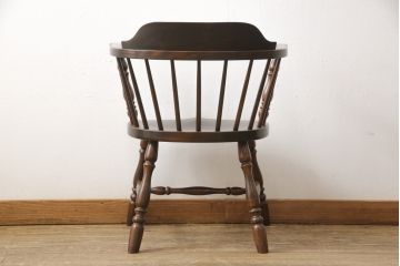 中古　美品　松本民芸家具　#91型　落ち着きのある大人カフェ風インテリアが叶うキャプテンチェア(アームチェア、板座チェア、椅子、ダイニングチェア)(R-054878)