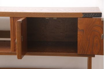 中古　美品　ケヤキ材(欅)　国産　民芸家具　美しい杢目が上質な和の雰囲気を高める飾り棚(茶棚、収納棚、戸棚)(R-054905)