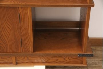 中古　美品　ケヤキ材(欅)　国産　民芸家具　美しい杢目が上質な和の雰囲気を高める飾り棚(茶棚、収納棚、戸棚)(R-054905)