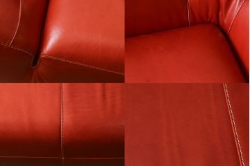 中古　美品　高級スペイン家具　GAMINTER　高級感ある佇まいが目を引く本革2.5人掛けソファ(レザーソファ、二人掛けソファ)(R-054908)