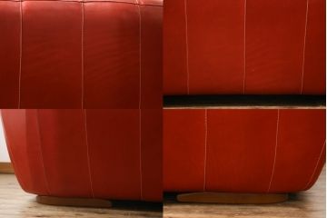 中古　美品　高級スペイン家具　GAMINTER　高級感ある佇まいが目を引く本革2.5人掛けソファ(レザーソファ、二人掛けソファ)(R-054908)