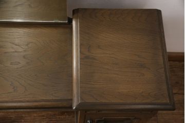 中古　美品　永田良介商店　落ち着いた色合いのドレッサー+スツールのセット(鏡台、ミラー)(R-054909)