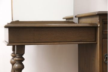 中古　美品　永田良介商店　落ち着いた色合いのドレッサー+スツールのセット(鏡台、ミラー)(R-054909)