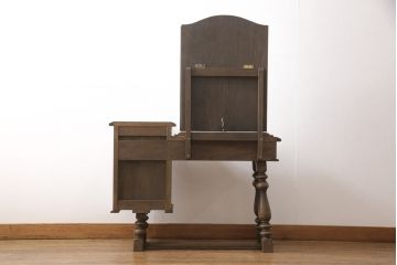 中古　美品　永田良介商店　落ち着いた色合いのドレッサー+スツールのセット(鏡台、ミラー)(R-054909)