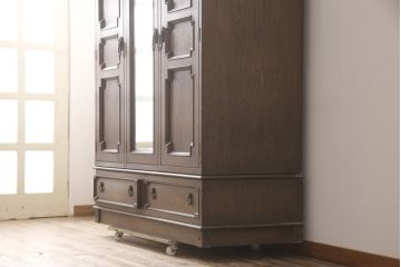 中古　美品　永田良介商店　前面についた鏡が便利なワードローブ(定価約140万円)(洋服タンス、収納棚)(R-054911)