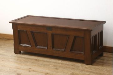希少!　中古　超美品　松本民芸家具　深みのある色合いが美しいA型チェスト(ベンチ収納、ベンチチェスト、コファ、ブランケットボックス)(R-054913)