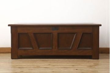 希少!　中古　超美品　松本民芸家具　深みのある色合いが美しいA型チェスト(ベンチ収納、ベンチチェスト、コファ、ブランケットボックス)(R-054913)