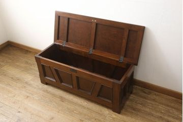 希少!　中古　超美品　松本民芸家具　深みのある色合いが美しいA型チェスト(ベンチ収納、ベンチチェスト、コファ、ブランケットボックス)(R-054913)