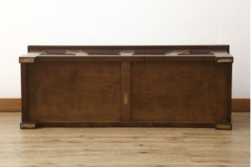 希少!　中古　超美品　松本民芸家具　深みのある色合いが美しいA型チェスト(ベンチ収納、ベンチチェスト、コファ、ブランケットボックス)(R-054913)
