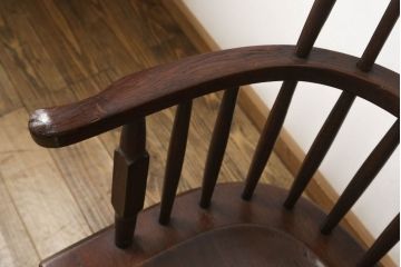 和製ビンテージ　民芸家具　栗材　レトロな雰囲気を醸し出すウィンザーベンチ(ウィンザーチェア、長椅子、ソファ、ヴィンテージ、ウインザーチェア)(R-054915)