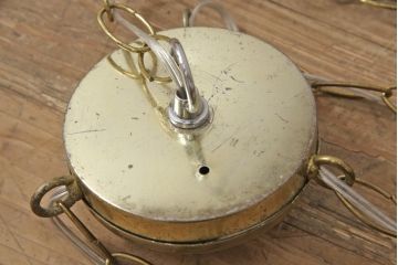 ビンテージ照明　複雑にカットされたガラスシェードが魅力!煌びやかな光を放つペンダントライト(天井照明、吊り下げ照明、ヴィンテージ)(R-054947)